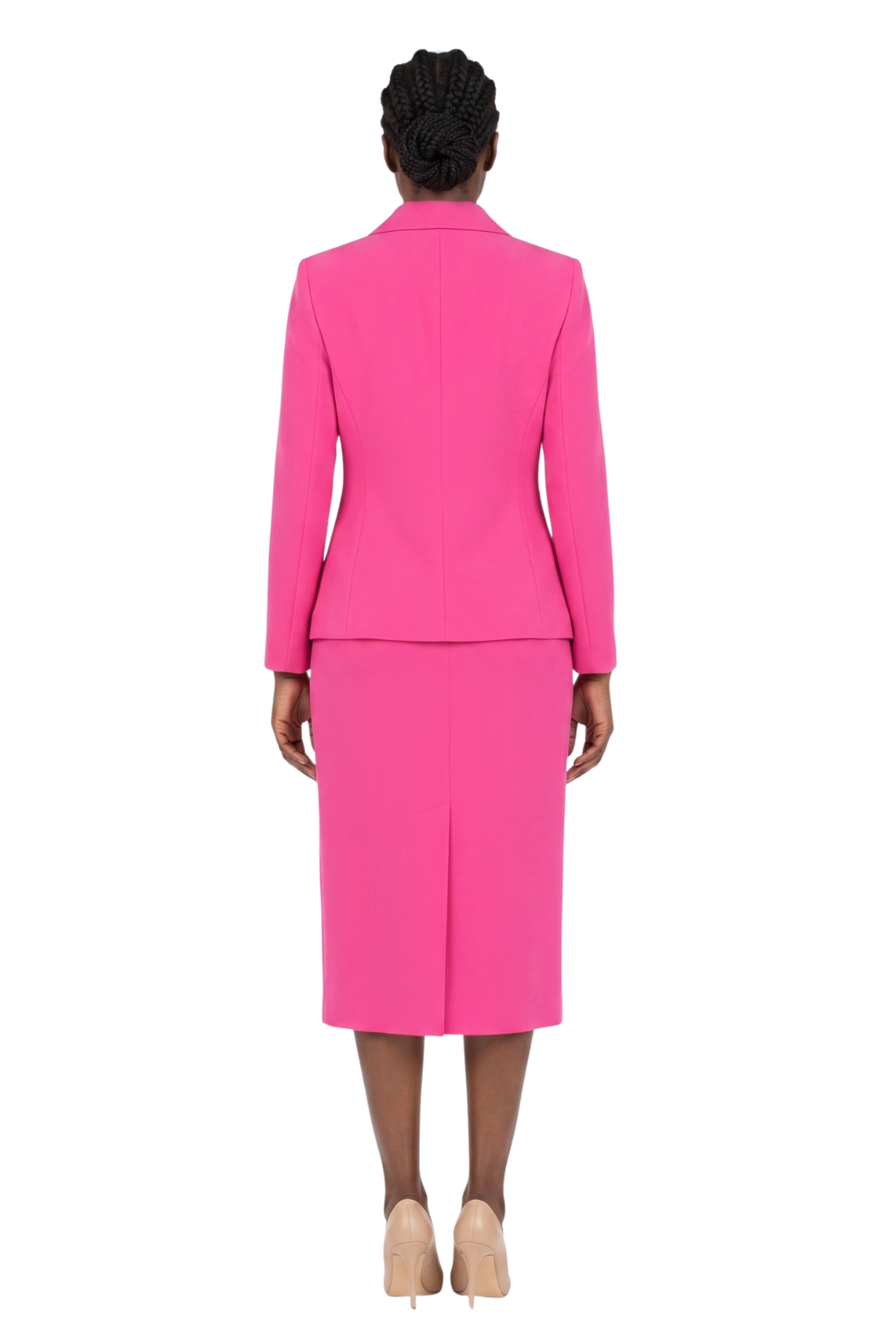 2pc Vintage Lapel 3-button Skirt Suit-Plus