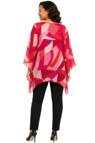 LIOR Women's Pink Blush Abstract One Size Sheer Blouse - Especially Yours