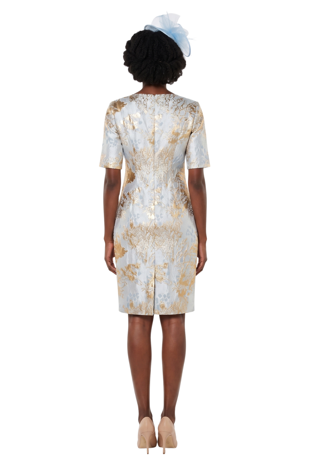 Short Slv Brocade Sheath Dress - Plus