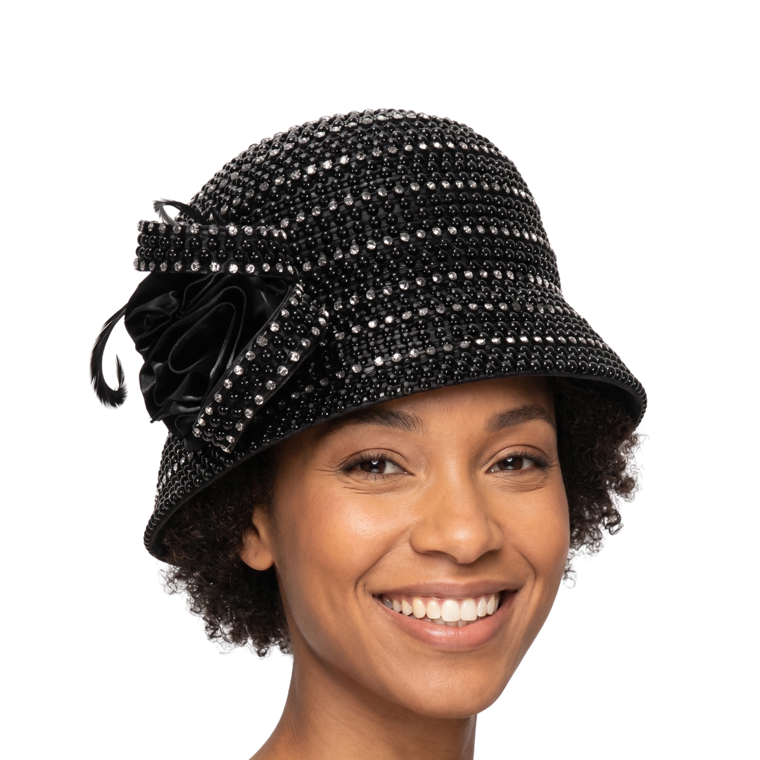 Luxury Faux Pearl Studded Rosette Bucket Hat