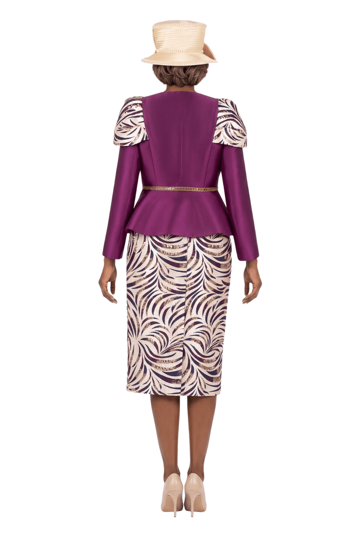 3pc Silky Twl+Brcd Skt Suit w/ Gold Waist Dtl - Especially Yours