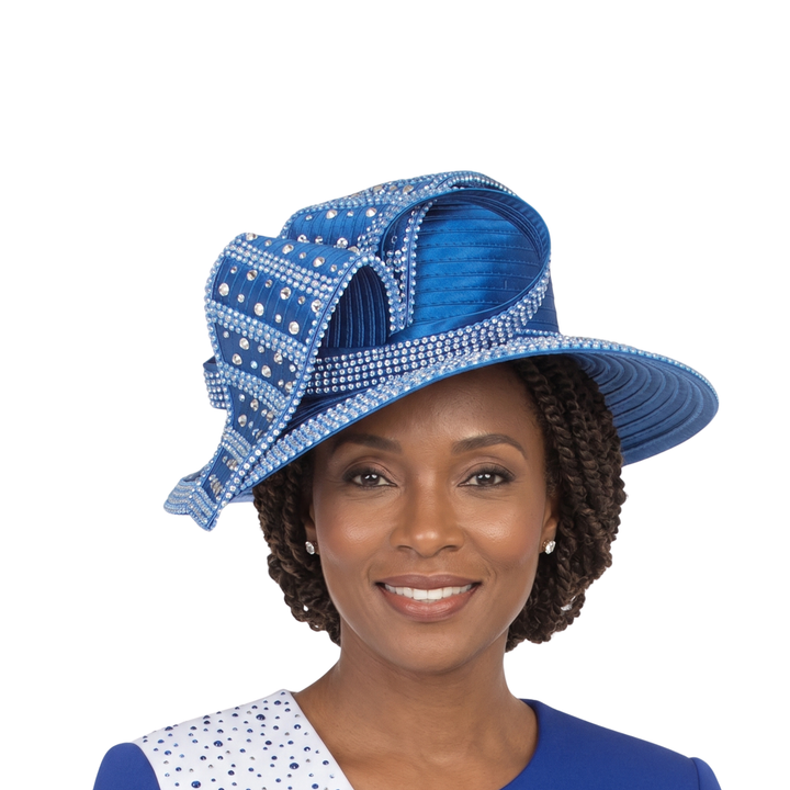 Wide Brim Hat w/ Rhinestone Decor