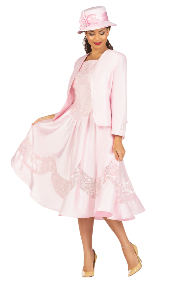 2pc Shantung+Lace A-line Dress w/ Jkt-Plus