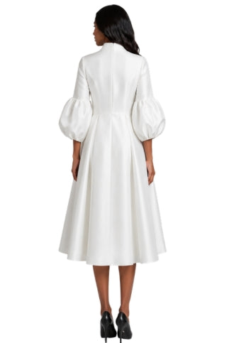 Regal Puff Sleeve Midi Dress - 9871