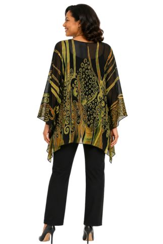 Lior One Size Green Brown Abstrac Floral Boho