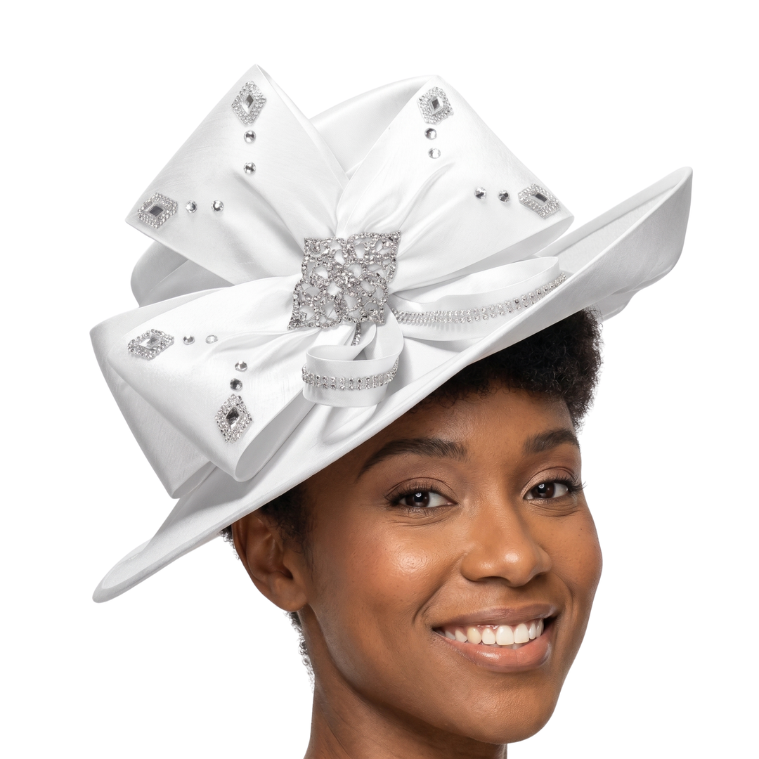 Side Flipped Med Brim Hat w/ Ovsz Flwr and Stones