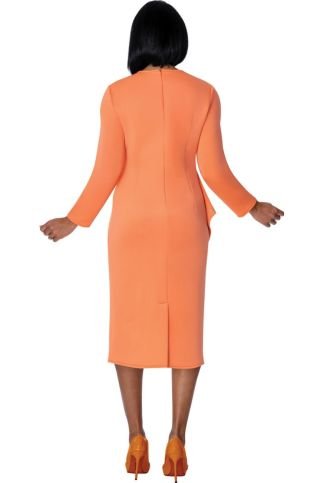Rhinestone Embellished Asymmetrical Ruffle Sheath Dress in Sunset Orange SL600831 - Especially Yours