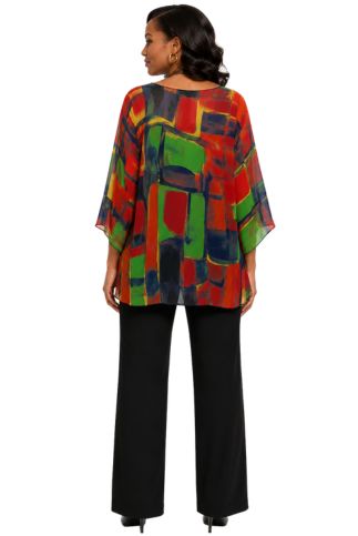 Lior Women's Multi Green Elegant Sheer Blouse One Size Fits All