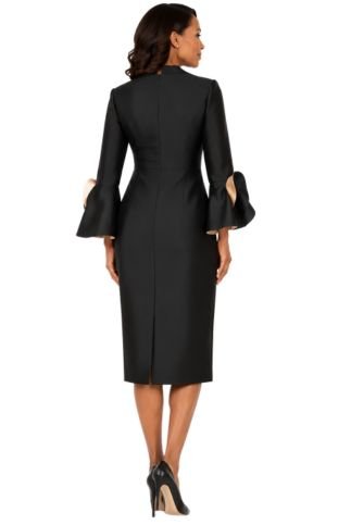 Luxe Twill Dress w/ Contrast Cascade Ruffles - Plus - Especially Yours