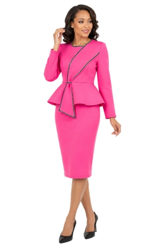 Elegant Scuba Peplum Sheath Dress w/ Stone Trim
