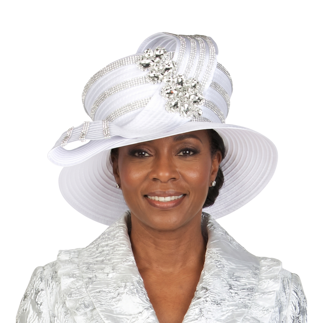 High Crown Rhstn Strip Hat w/ Brooch