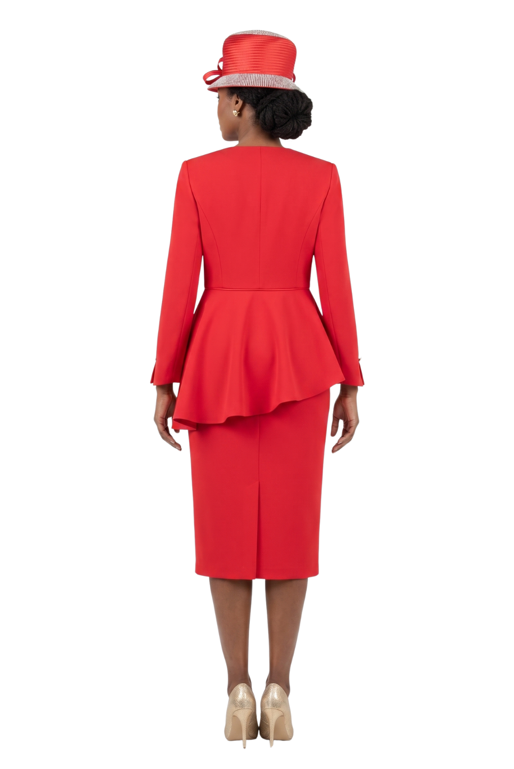 2pc Scuba Stoned Uneven Peplum Jkt+Skt Suit