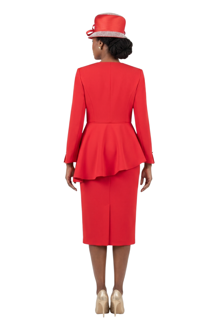 2pc Scuba Stoned Uneven Peplum Jkt+Skt Suit