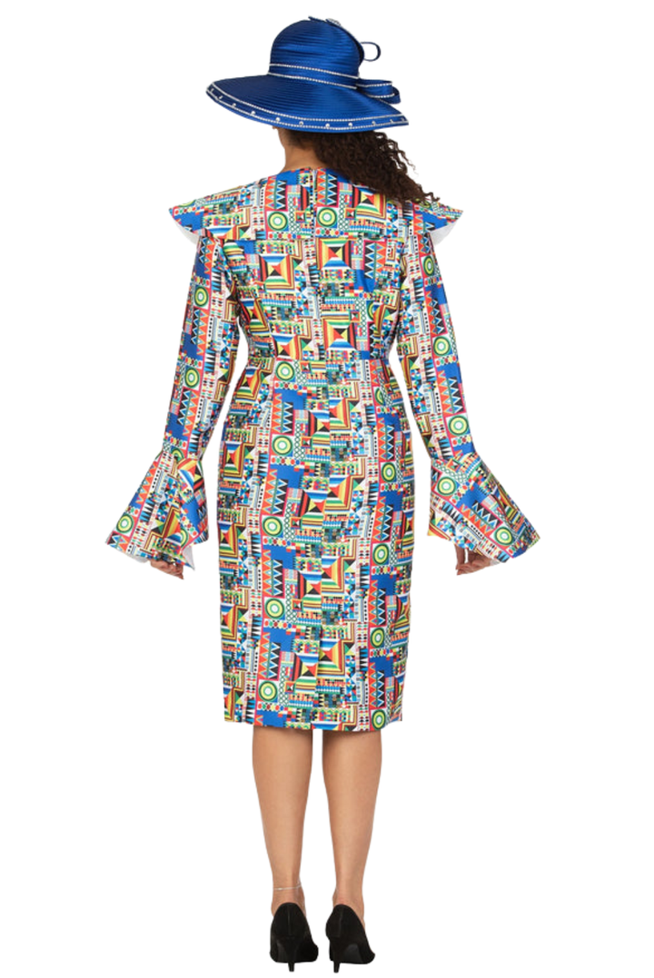 Multi Print Silky Twill Shift Drs w/ Bell Slv-Plus