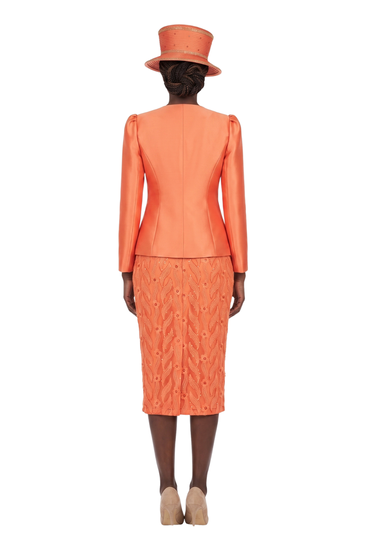 2pc Silky Twill Jkt + Sequined Lace Skirt Suit