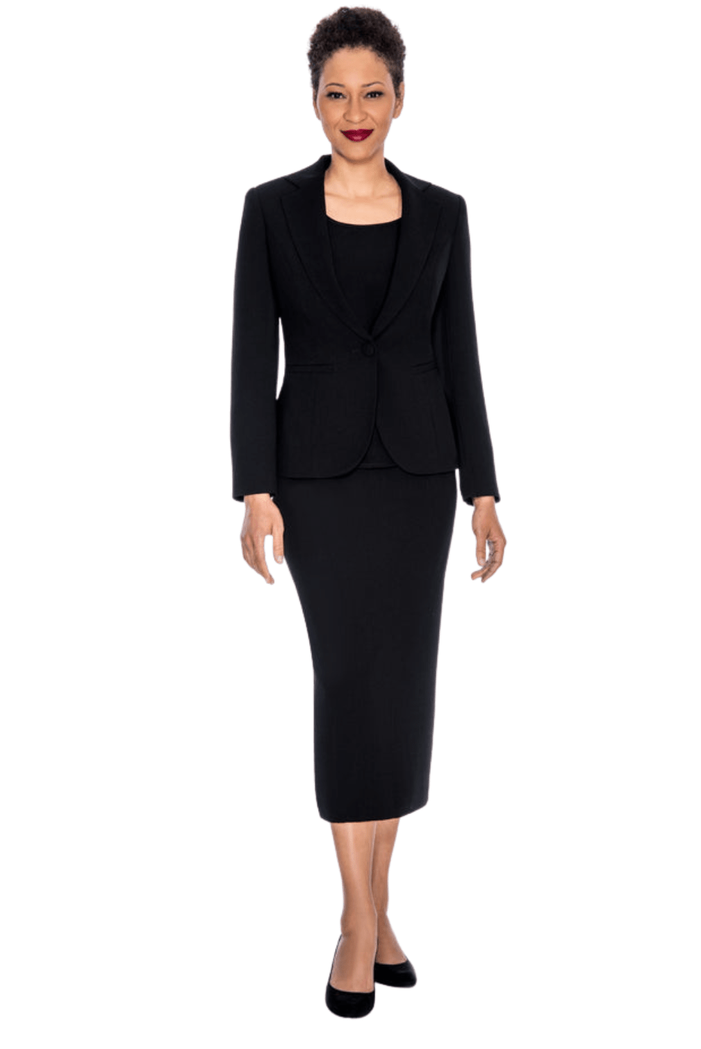 3pc Basic Notch Collar 1 - button Skirt Suit - Plus - Especially Yours