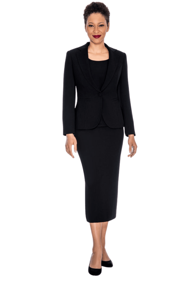 3pc Basic Notch Collar 1 - button Skirt Suit - Plus - Especially Yours