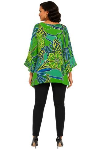 Lior Women's One Size Fits All Lime Floral Print Tunic Top - Especially Yours