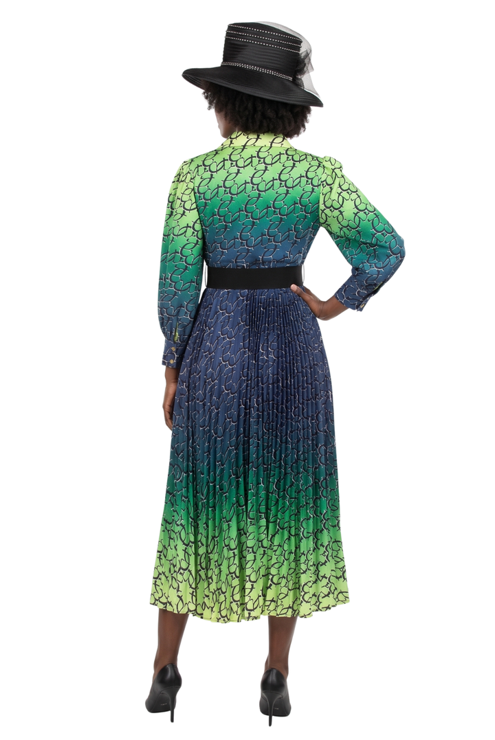 Ombre Print Flowy Pleats Drs w/ Belt