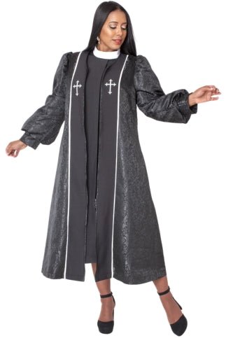 Two-Piece Brocade Clergy Robe with Cross Panels – 41071 - Especially Yours