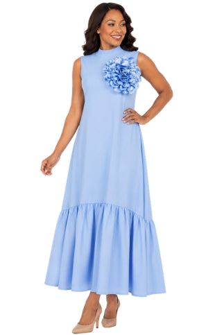 Luxury Flare Dress with Handcrafted Floral Detail