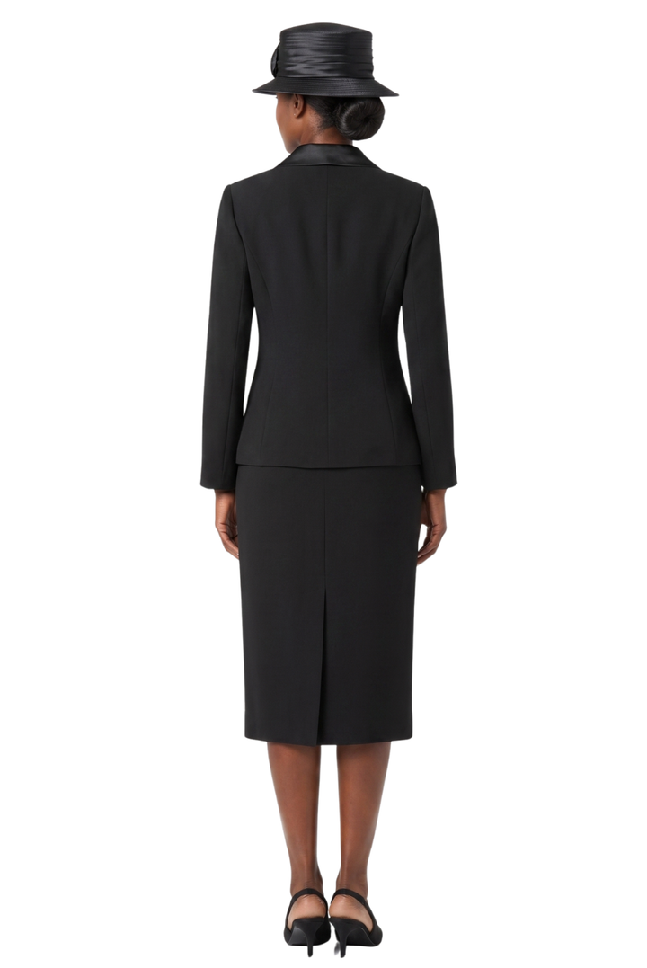 3pc Satin Shawl Lapel Skirt Suit