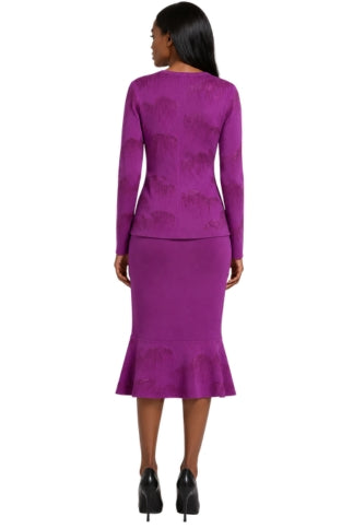 Rhinestone Knit Jacket & Skirt Set - 5397