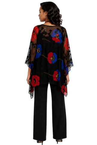Midnight Floral Elegant Sheer Blouse One Size Fits All  | LIOR