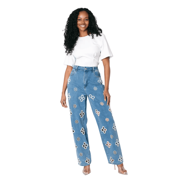 Floral Cutout Wide - Leg Jeans - 82956 - Especially Yours