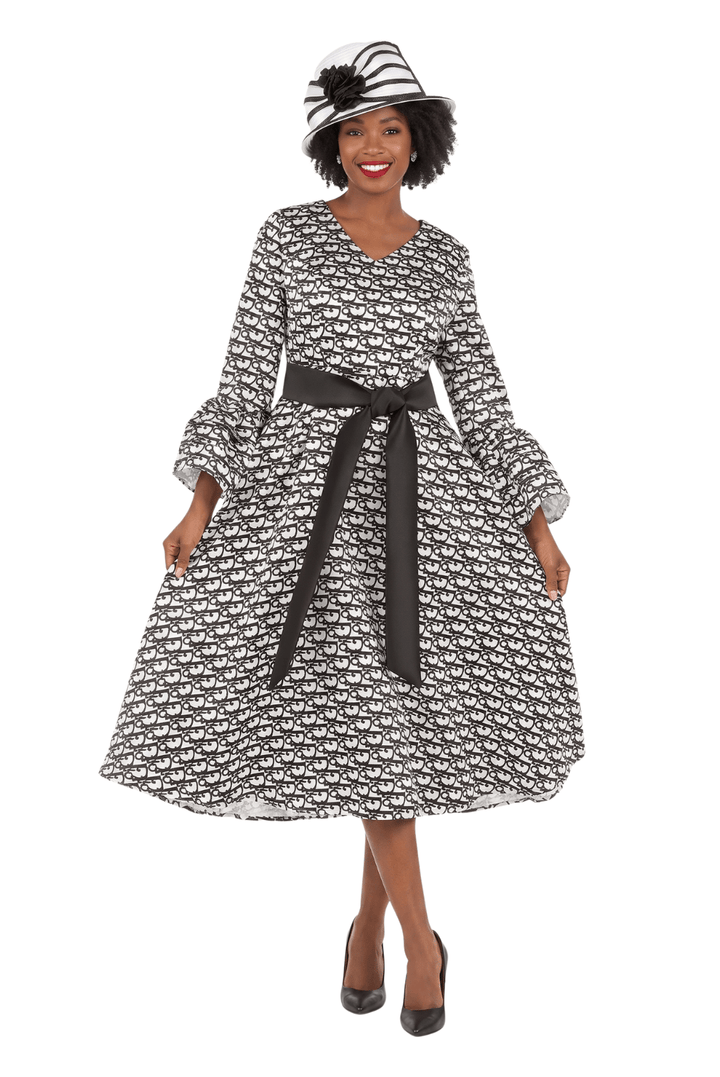 A - line Prt Dress in Silky Twill w/ Belt - Especially Yours