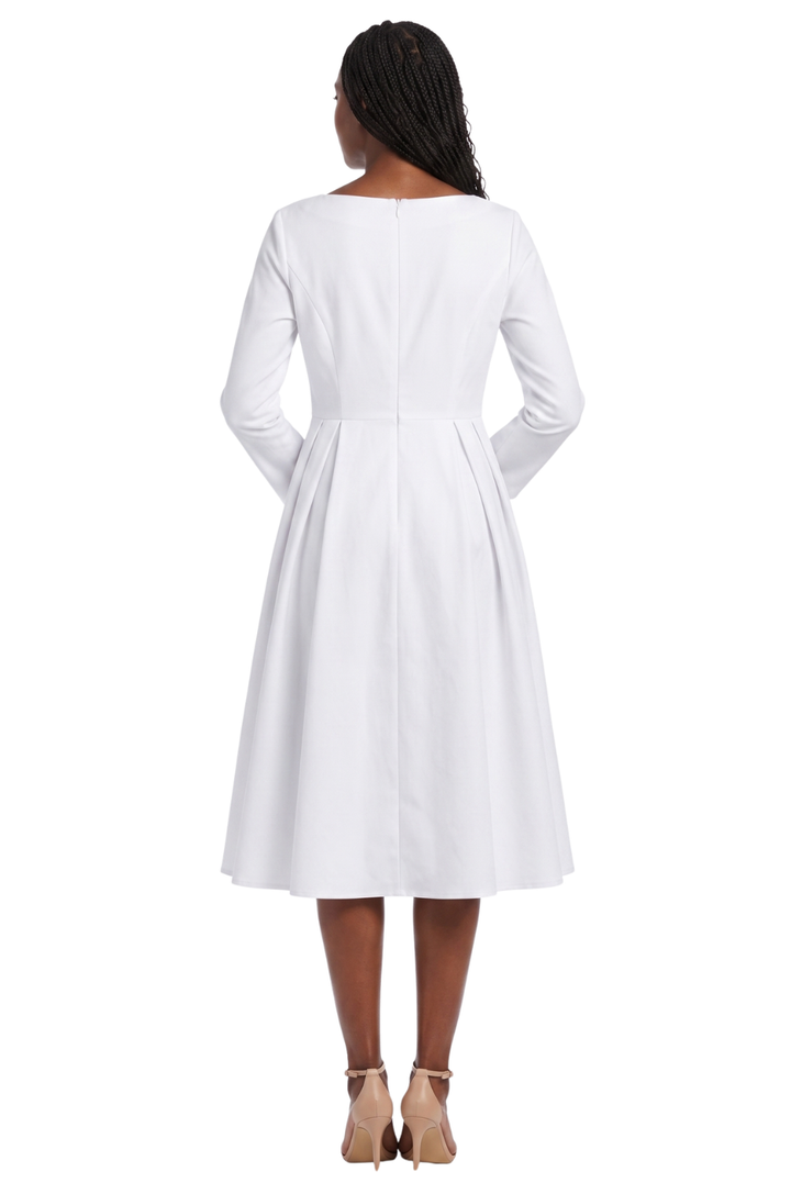 Timeless A-Line Dress with Jewel Brooch-Plus