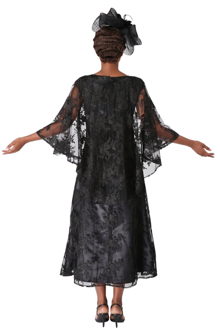2pc Lace Dress & Hi-Lo Pull Over Lace Cape