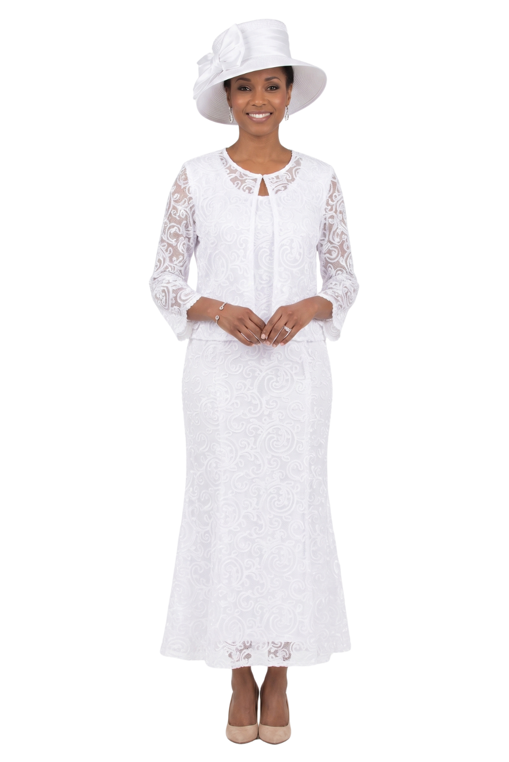 2pc Lux Lace Bolero Jkt Dress-Plus