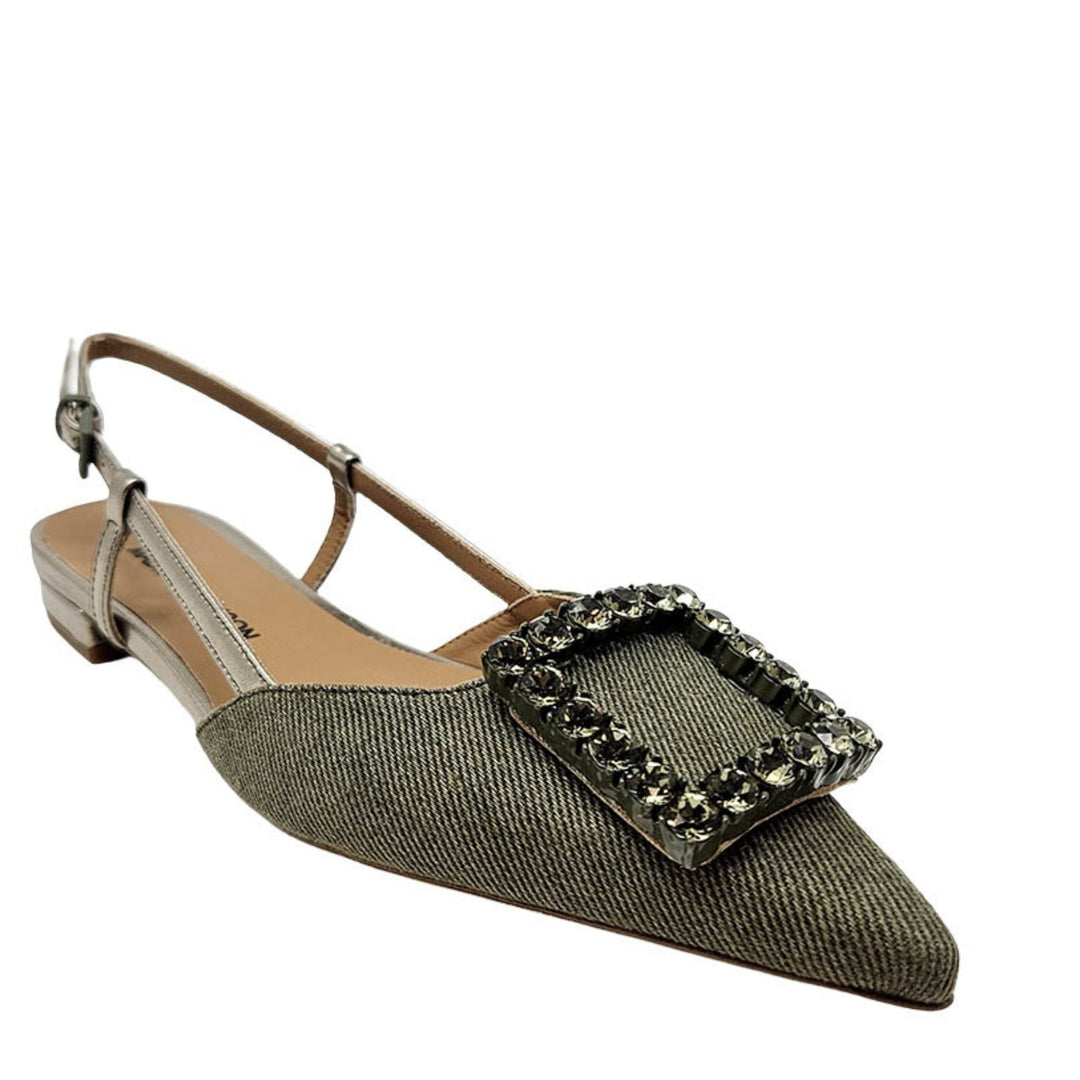 Khaki/Gold Sling Back Flat - Especially Yours