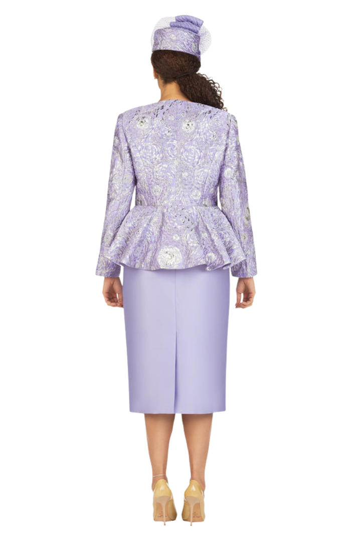 3pc Brocade&Crkl Satin Peplum Skt Suit-Plus