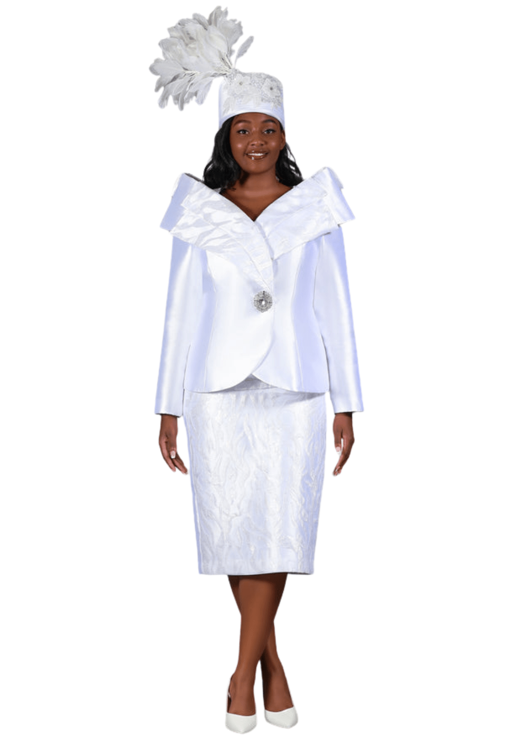 2pc Silky Twl+Seq Lace Skt Suit w Shoulder Dtl