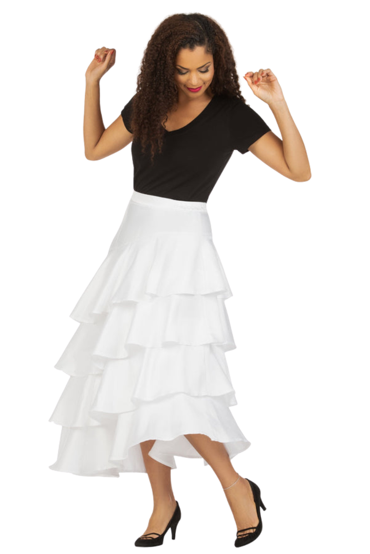1pc Uneven Sweep Shantung Tiered Skirt-Plus