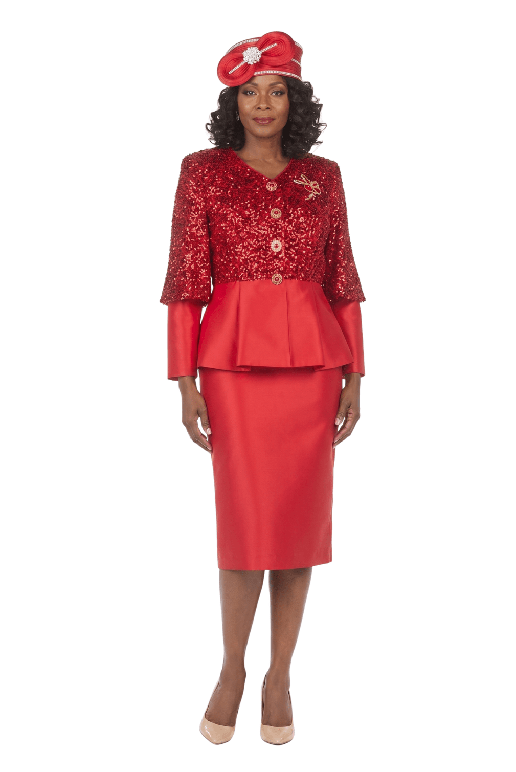 2pc Silky Twill Skt Suit w/ Seq Jkt and Brch - Especially Yours