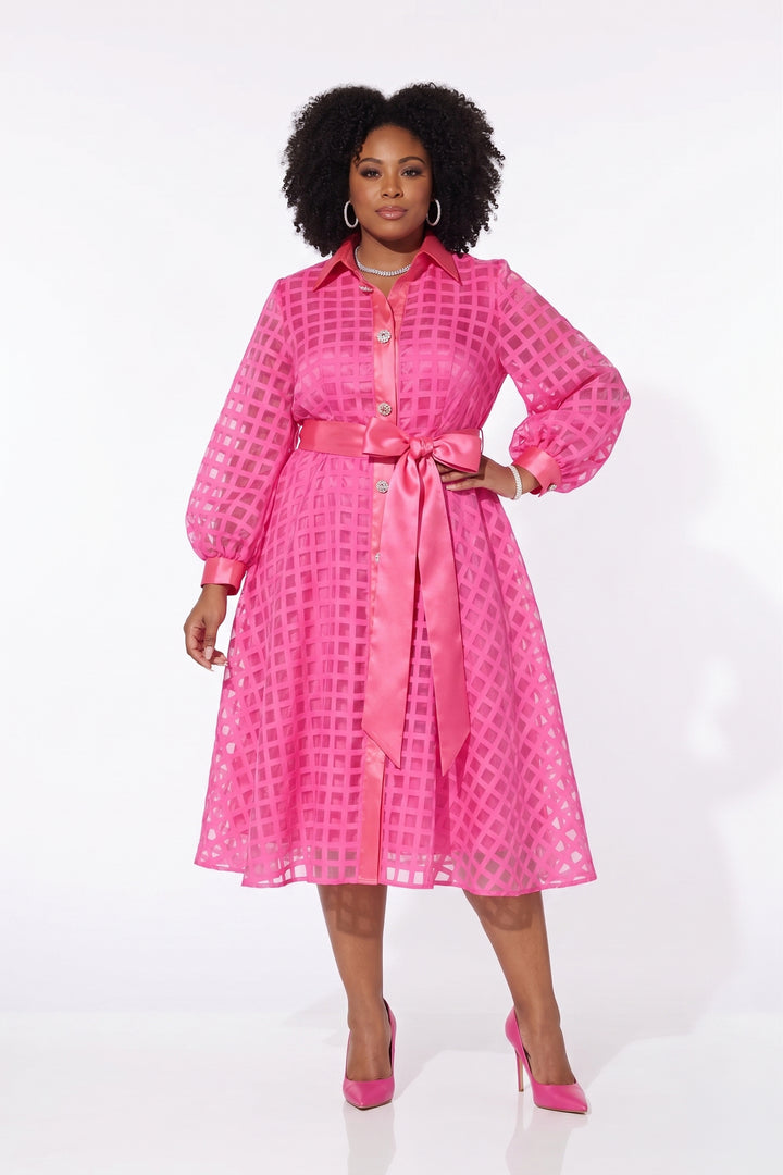 Sheer Lattice Midi Shirtdress by EY Boutique