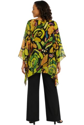 Yellow & Lime Sheer Long Sleeve Layering Top Flowy One Size LIOR