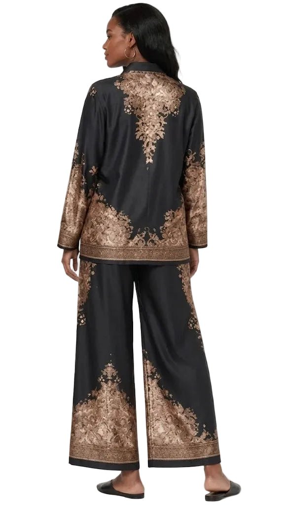 Baroque Print Satin Pant Set -82895 - Especially Yours
