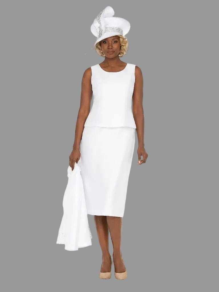 3pc Silky Twill Skirt Suit w/ Cutouts & Stones - Especially Yours
