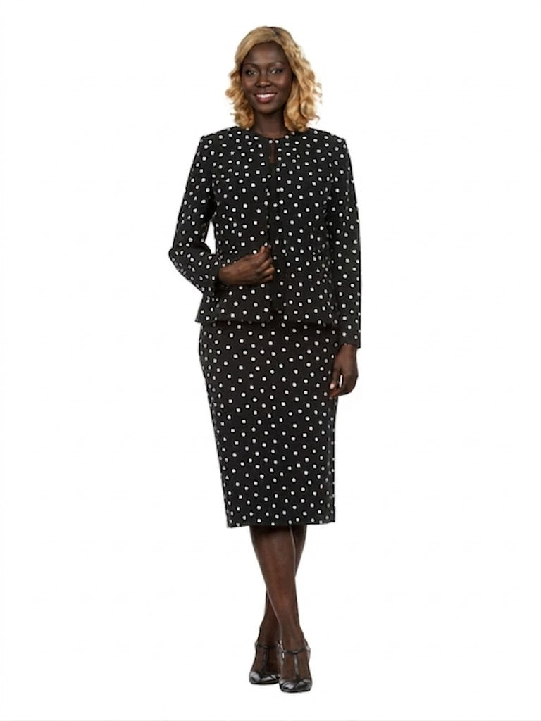 3pc Round Neck Clean Lines Detailed Skirt Suit