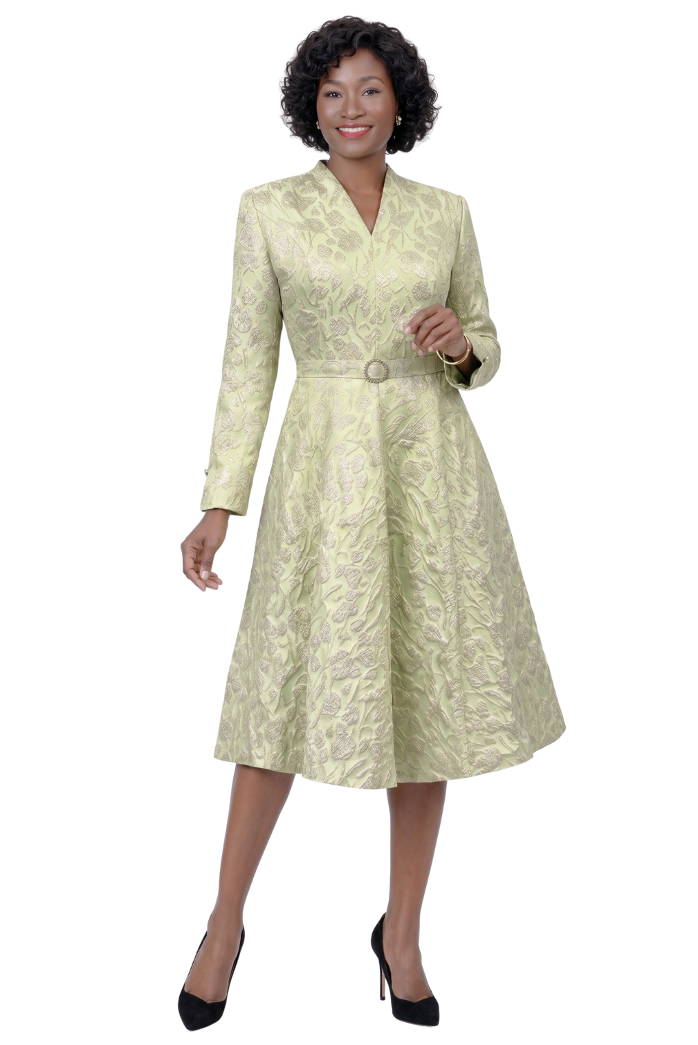 Metallic Jacquard Fit and Flare Dress by Terramina