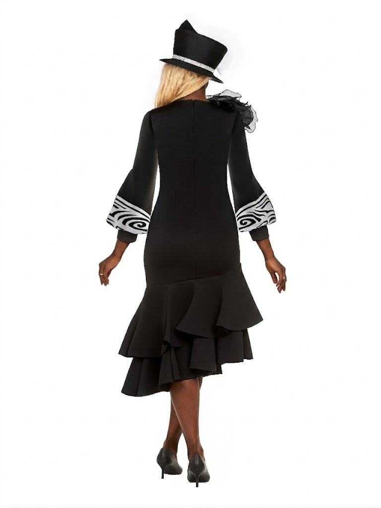 Scuba Blk/Wht Swirl Prt Drs w/ Flower