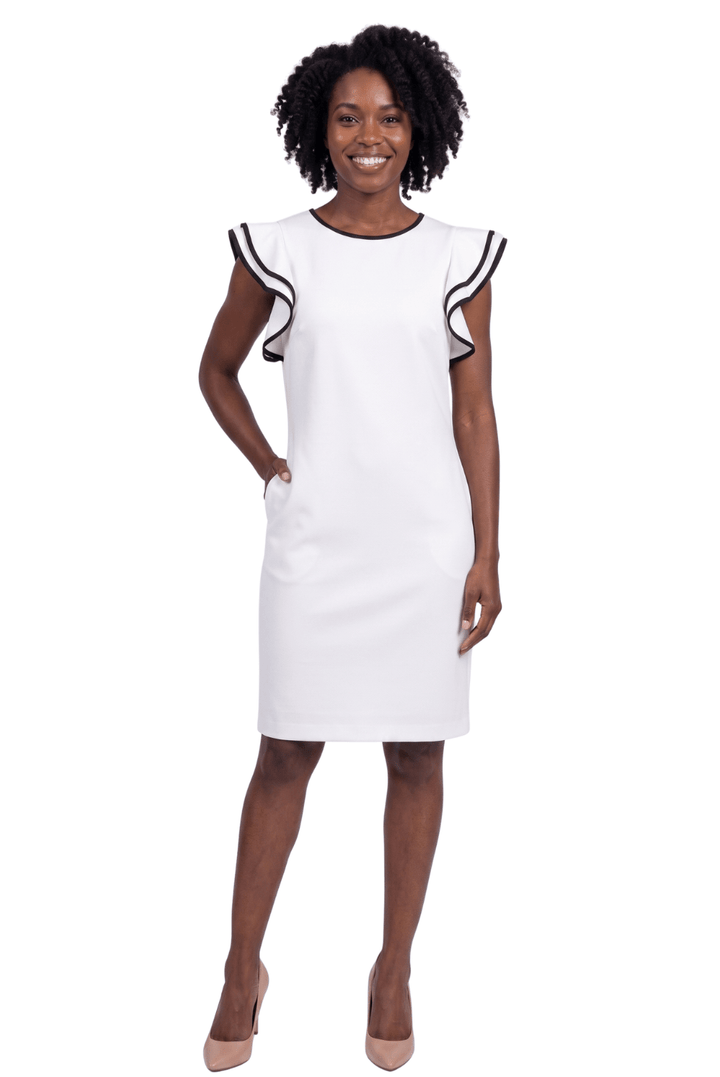 Contrast Ruffle Sleeve Sheath Dress by Divine Apparel - Especially Yours
