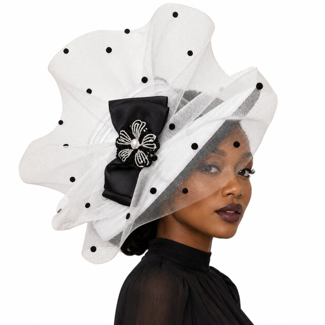 Yasmine Polka Dot Illusion Church Hat - Whittall & Shon - Especially Yours