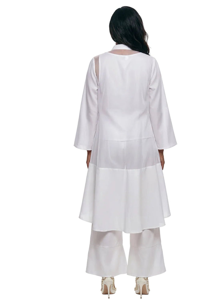 white black tan linen 3 piece jacket cami flared pant set Lisa Rene elegant refined wear for Black women | Especially Yours