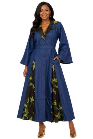 7752- Pop Of Color Denim Dress