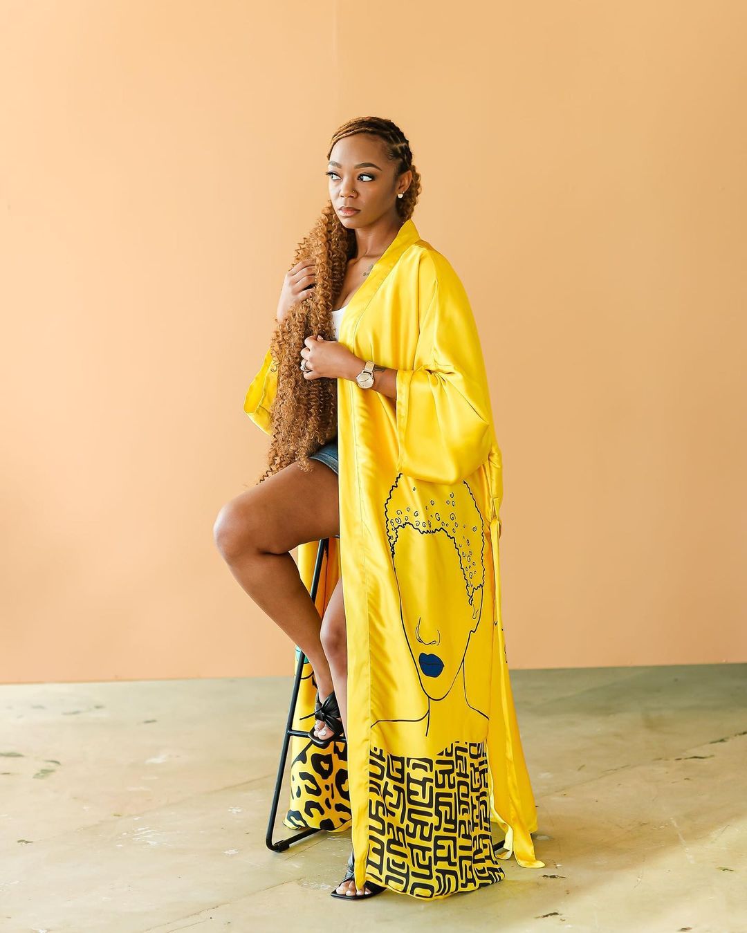 Pardon My Fro Mahogany Kimono – unique gift for Black women who love luxury Afrocentric loungewear | Especially Yours